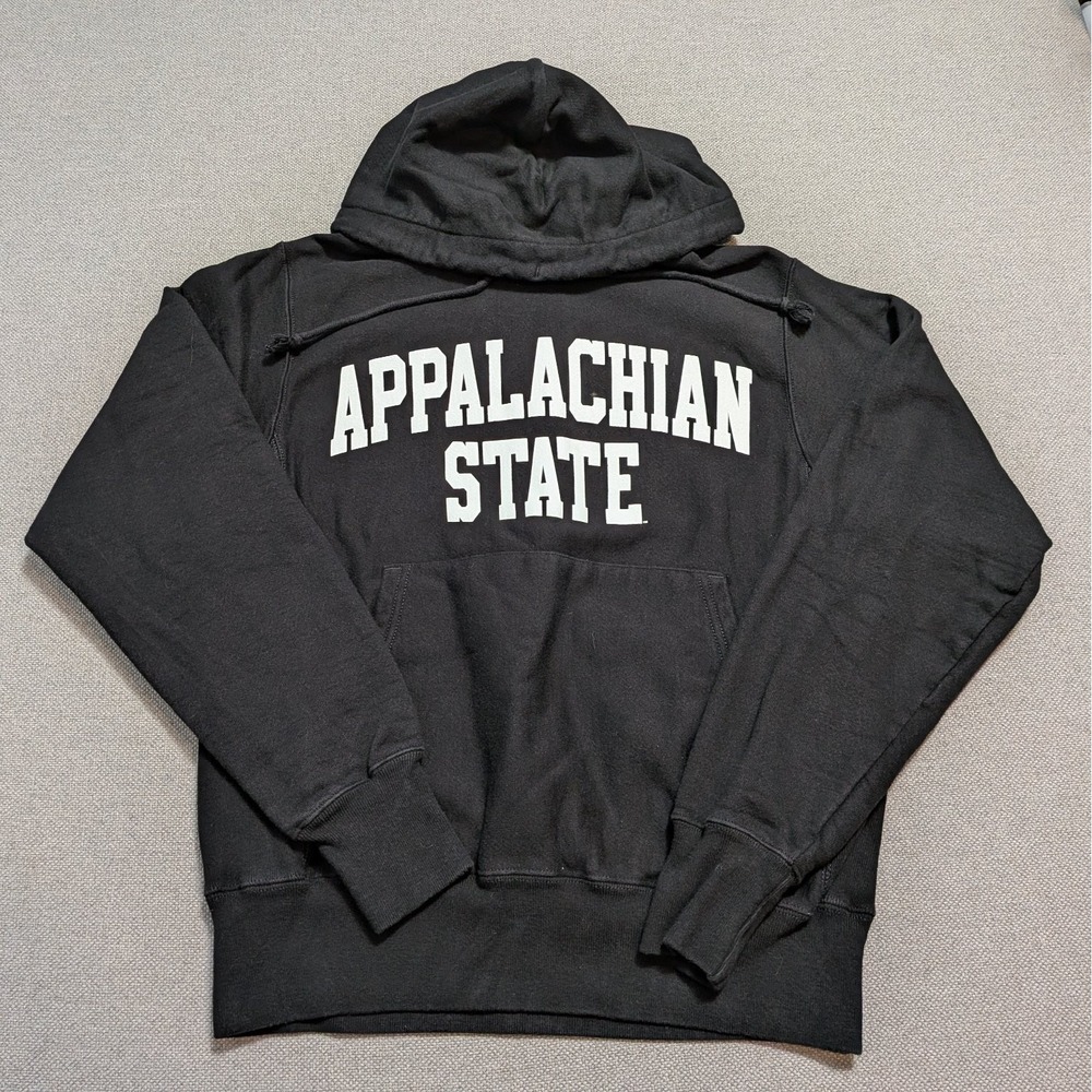 Champion Reverse Weave Hoodie Men's Black Small Appalachian State University